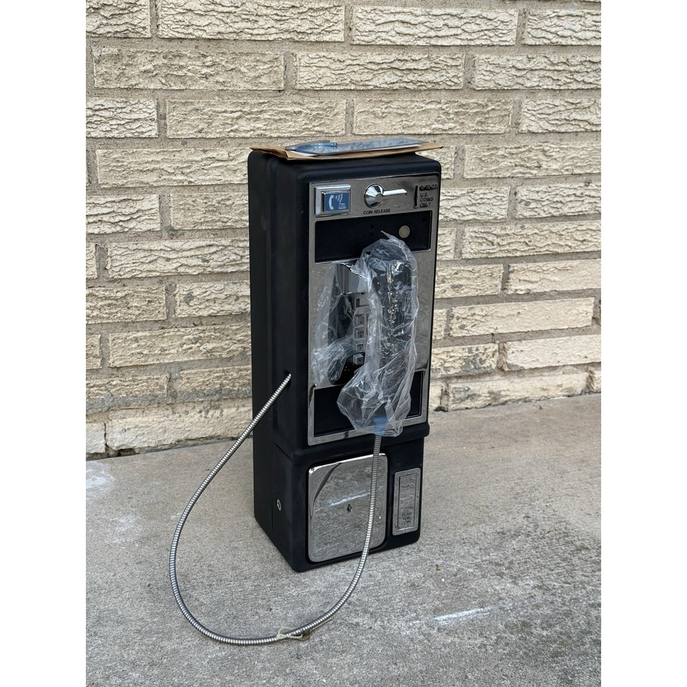 Vintage NOS 1995 Pay Phone Push Button Open Booth Payphone Never Used + Key RARE